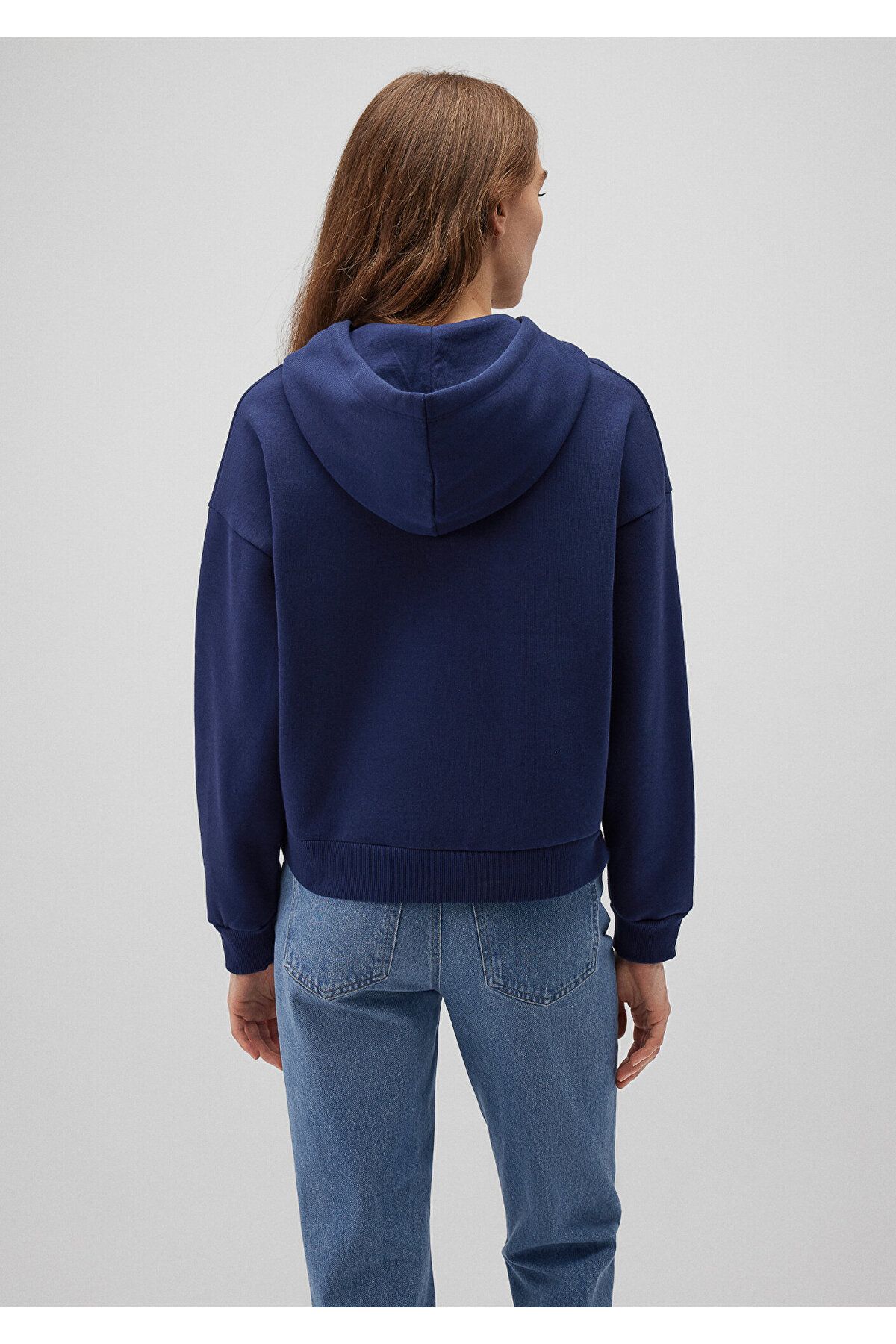 Logo Baskılı Kapüşonlu Lacivert Sweatshirt 168334-70488