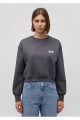 Logo Baskılı Antrasit Crop Sweatshirt 1611601-70763