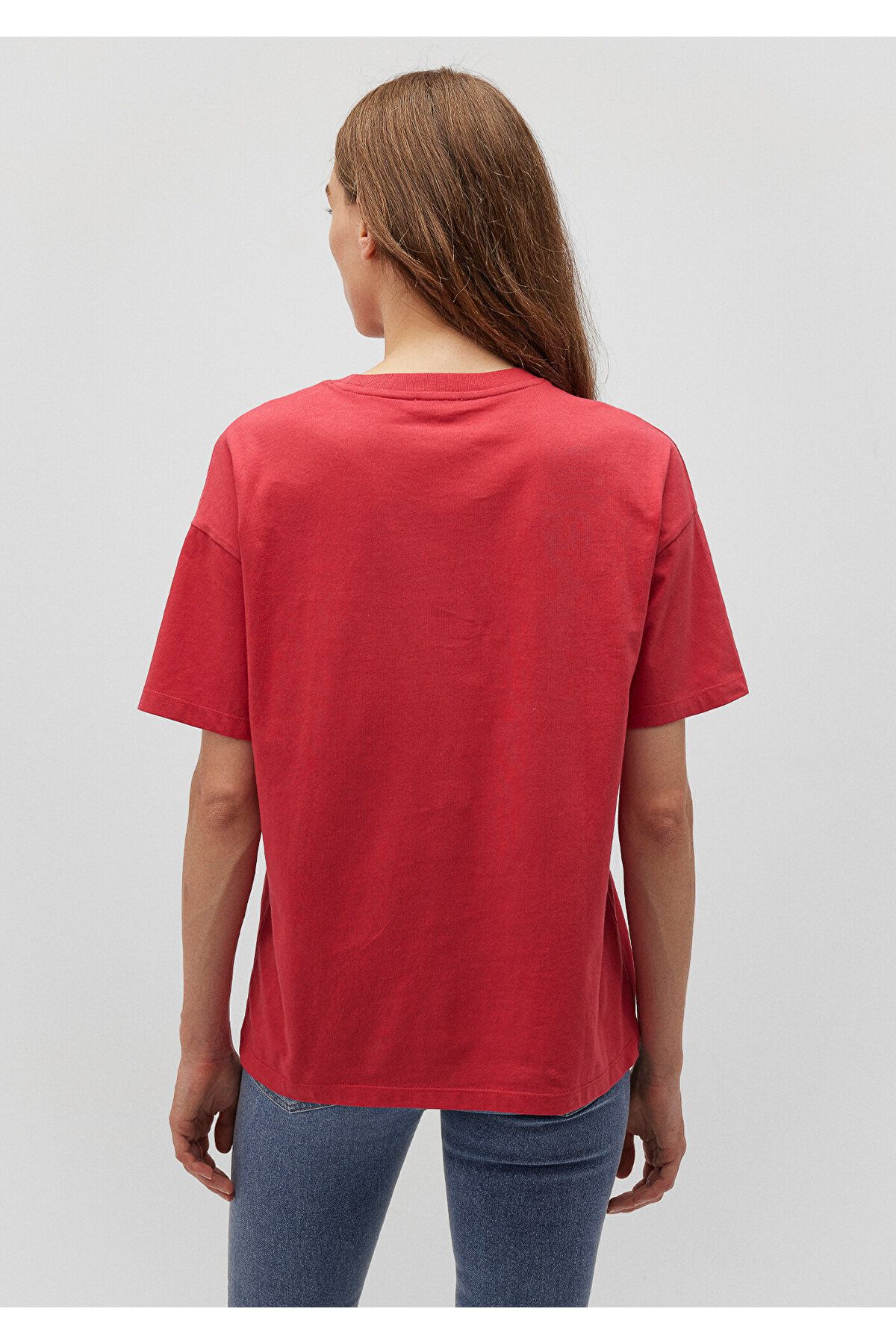 Logo Baskılı Kırmızı Tişört Loose Fit / Bol Rahat Kesim 1611309-70985 Logo Baskılı Kırmızı Tişört Loose Fit / Bol Rahat Kesim 1611309-70985