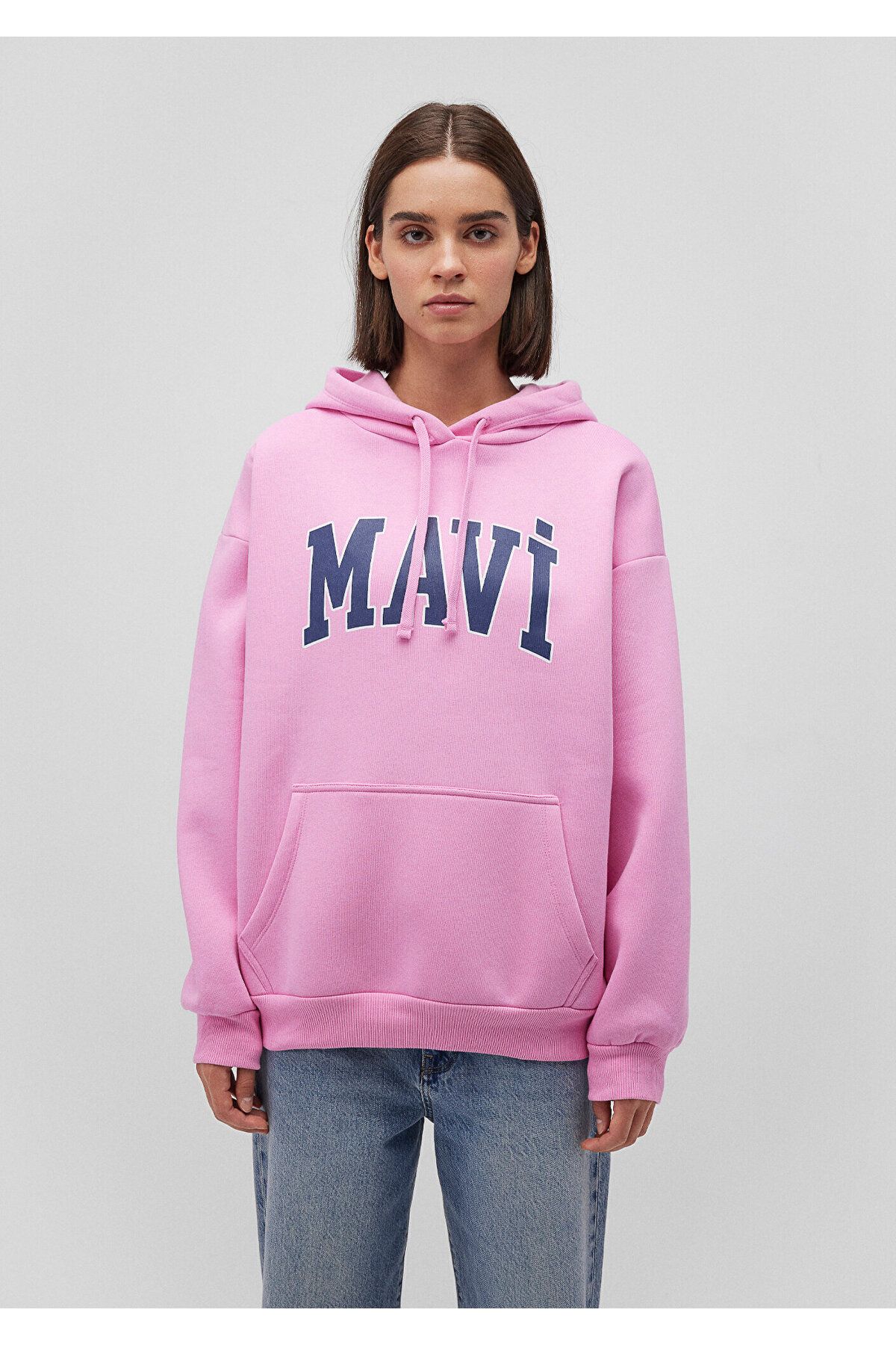 Logo Baskılı Kapüşonlu Pembe Sweatshirt 1600361-71038