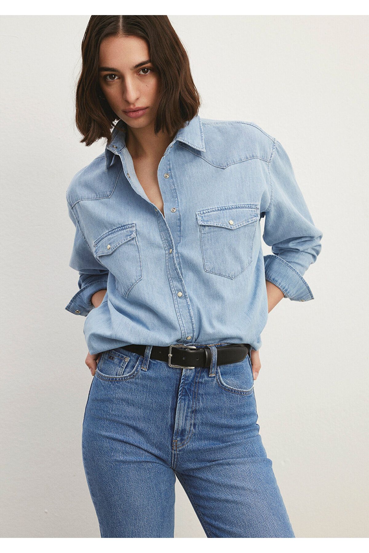 Patricia Classic Denim Buz Jean Gömlek Loose Fit / Bol Rahat Kesim 1210784-87099 Patricia Classic Denim Buz Jean Gömlek Loose Fit / Bol Rahat Kesim 1210784-87099