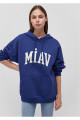 Miav Baskılı Kapüşonlu Mavi Sweatshirt 1S10131-70722