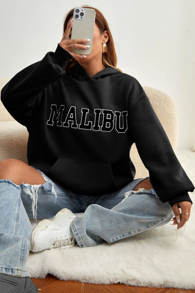 Unisex Malıbu Baskılı Oversize Sweatshirt Unisex Malıbu Baskılı Oversize Sweatshirt