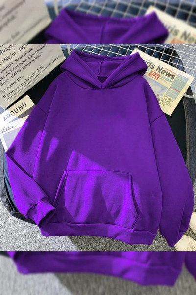 Unisex Renkli Kapüşonlu Mor Sweatshirt Unisex Renkli Kapüşonlu Mor Sweatshirt