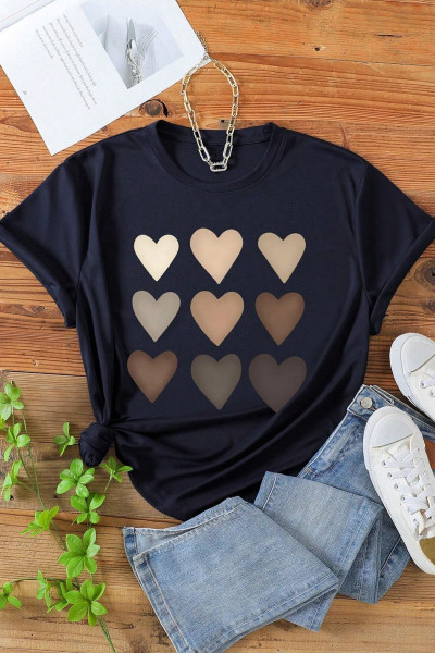 Unisex Kalp Baskılı T-shirt Unisex Kalp Baskılı T-shirt