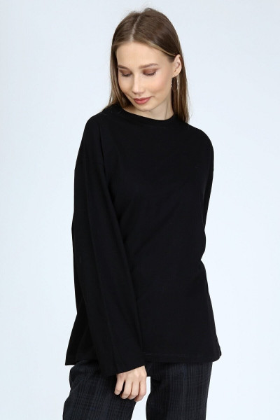 Plume Kadın Siyah Uzun Kollu Bisiklet Yaka Basic Oversize T-shirt Plume Kadın Siyah Uzun Kollu Bisiklet Yaka Basic Oversize T-shirt