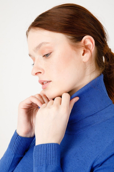 Kadın Simli Basıc Tam Balıkçı Bluz