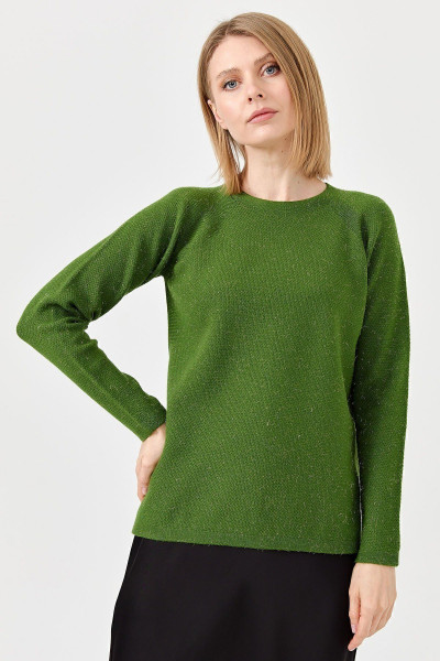 Kadın Sıfır Yaka Pirinç Örgü Bluz K.yosun Kadın Sıfır Yaka Pirinç Örgü Bluz K.yosun