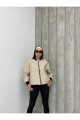 Unisex Bej Oversize Bomber Ceket LQ0002 Unisex Bej Oversize Bomber Ceket LQ0002