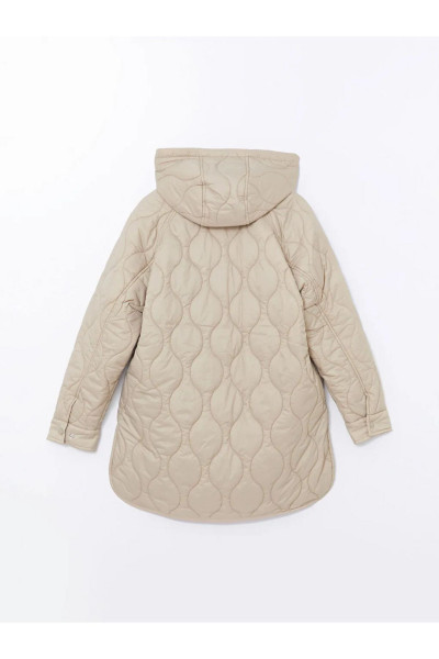 LCWAIKIKI Classic Bej Kapüşonlu Kendinden Desenli Oversize Kadın Şişme Mont LCWAIKIKI Classic Bej Kapüşonlu Kendinden Desenli Oversize Kadın Şişme Mont