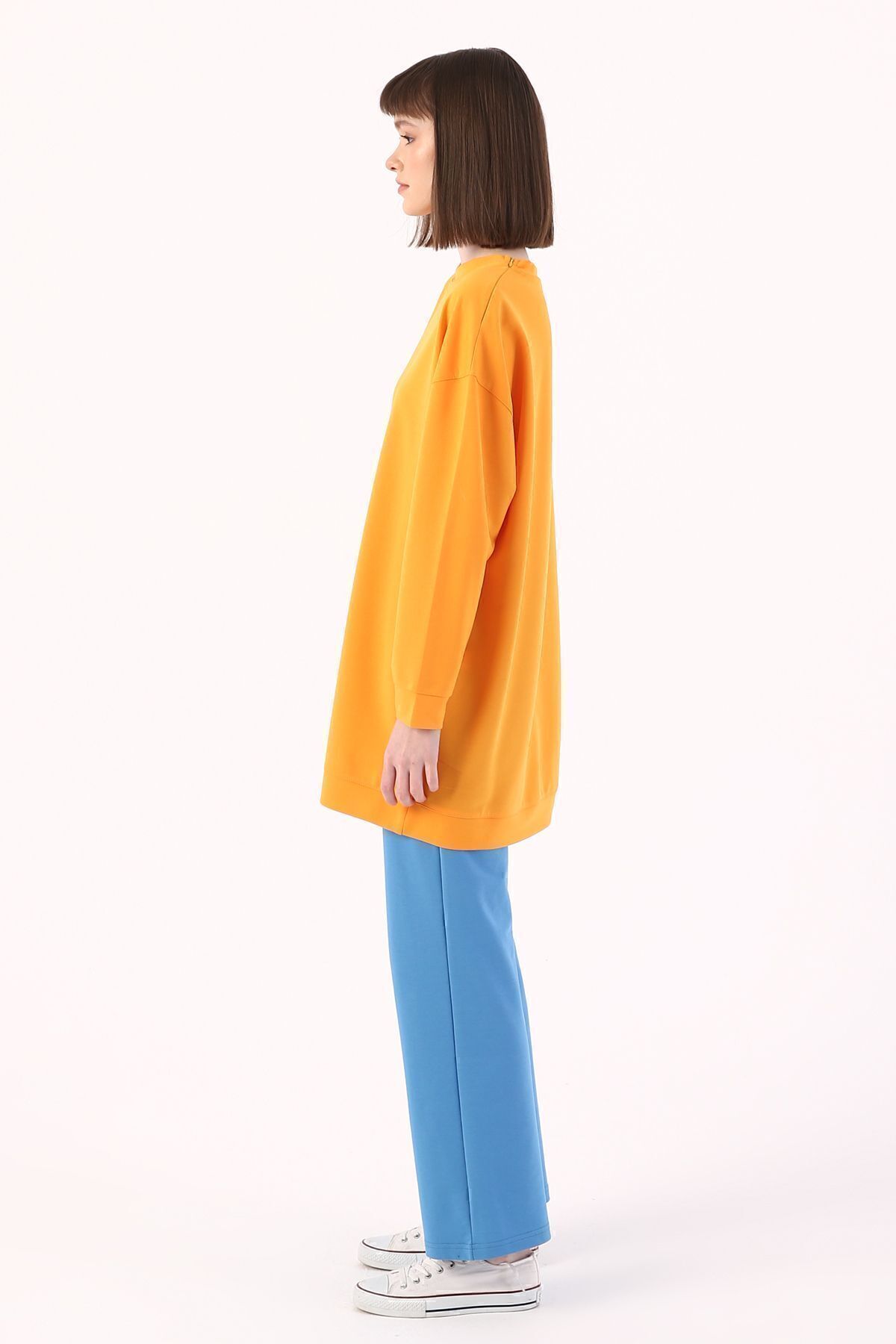 Koyu Sarı Oversize Omuzdan Fermuarlı Sweat Tunik Koyu Sarı Oversize Omuzdan Fermuarlı Sweat Tunik