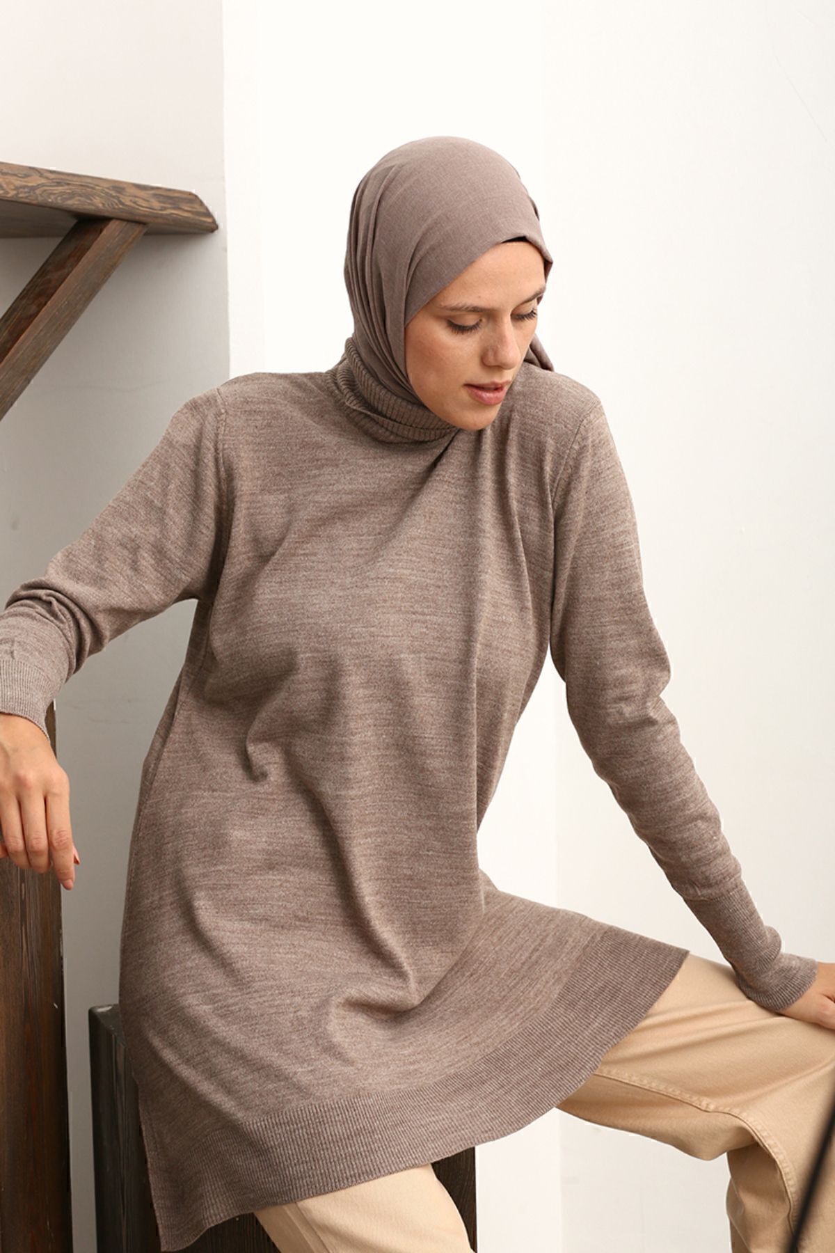 Vizon Balıkçı Yaka Triko Tunik Vizon Balıkçı Yaka Triko Tunik