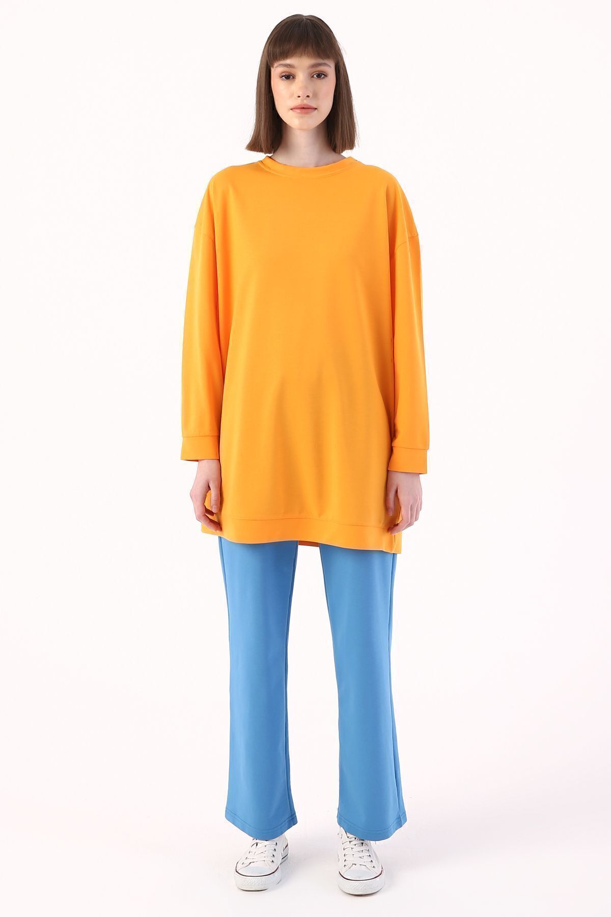 Koyu Sarı Oversize Omuzdan Fermuarlı Sweat Tunik Koyu Sarı Oversize Omuzdan Fermuarlı Sweat Tunik