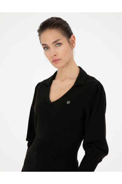 Siyah Regular Fit Triko Elbise 50280227-VR046 Siyah Regular Fit Triko Elbise 50280227-VR046