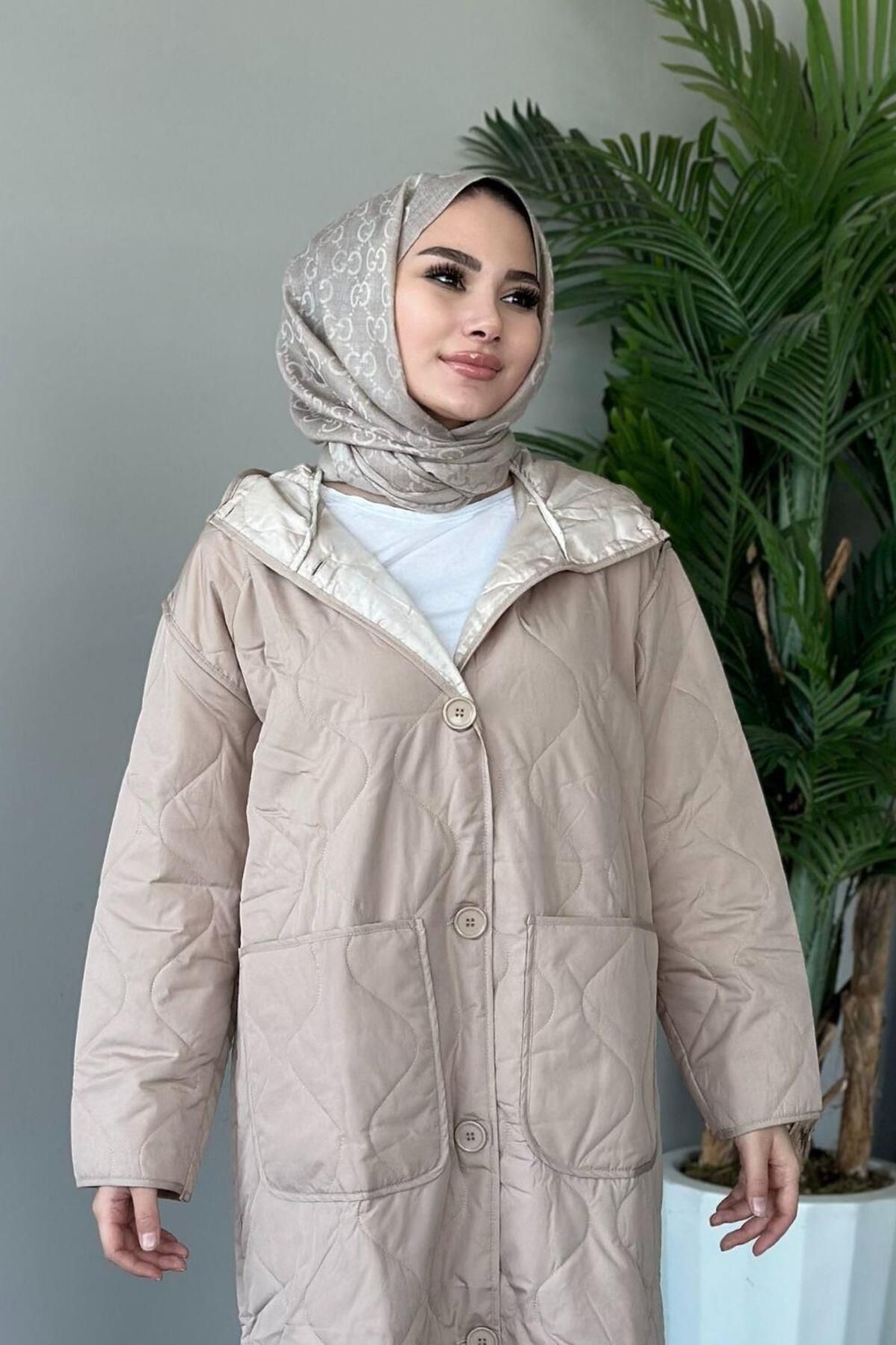 Kapitone Desenli Mont Bej Kapitone Desenli Mont Bej