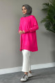 Metal Düğmeli Merserize Tunik Pembe Metal Düğmeli Merserize Tunik Pembe
