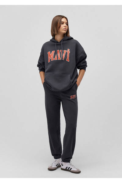 Logo Baskılı Kapüşonlu Antrasit Sweatshirt 1600361-80106 Logo Baskılı Kapüşonlu Antrasit Sweatshirt 1600361-80106