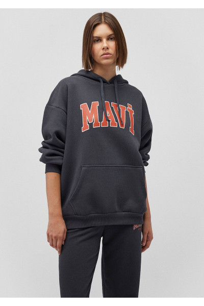 Logo Baskılı Kapüşonlu Antrasit Sweatshirt 1600361-80106 Logo Baskılı Kapüşonlu Antrasit Sweatshirt 1600361-80106