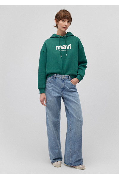 Logo Baskılı Kapüşonlu Yeşil Sweatshirt 168334-71874 Logo Baskılı Kapüşonlu Yeşil Sweatshirt 168334-71874