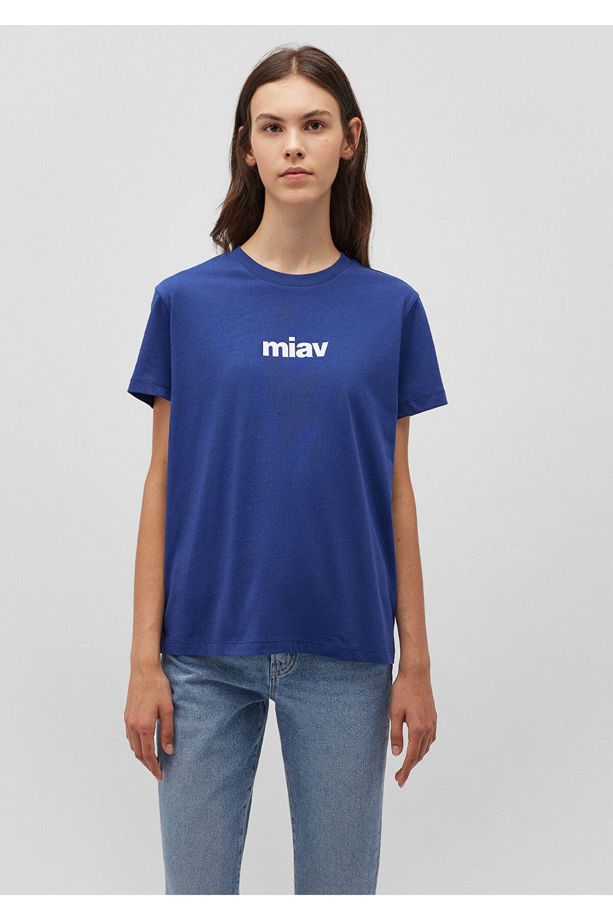 Miav Baskılı Lacivert Tişört Regular Fit / Normal Kesim 1610622-70722 Miav Baskılı Lacivert Tişört Regular Fit / Normal Kesim 1610622-70722