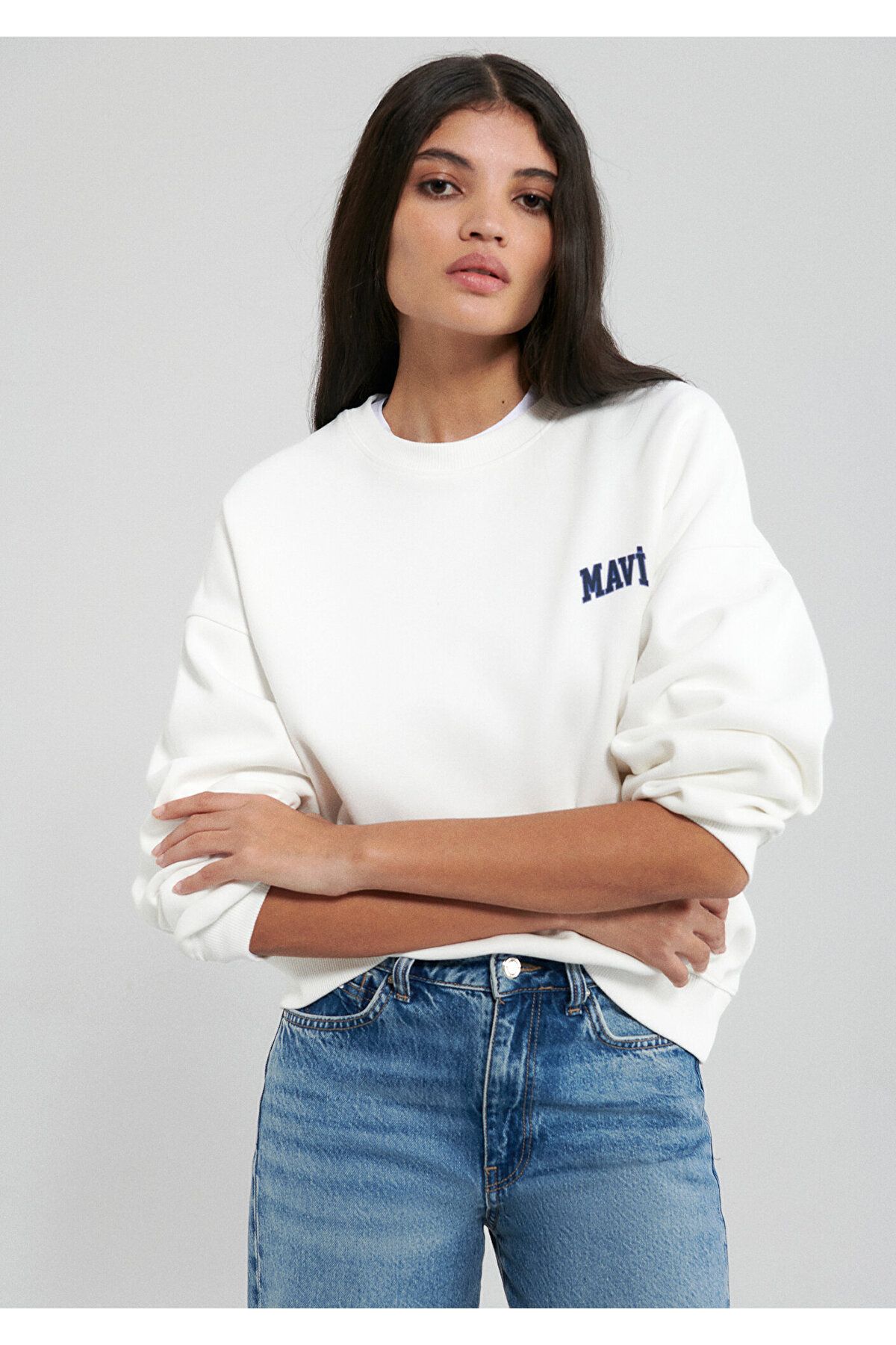 Logo Baskılı Beyaz Sweatshirt 1611600-81964