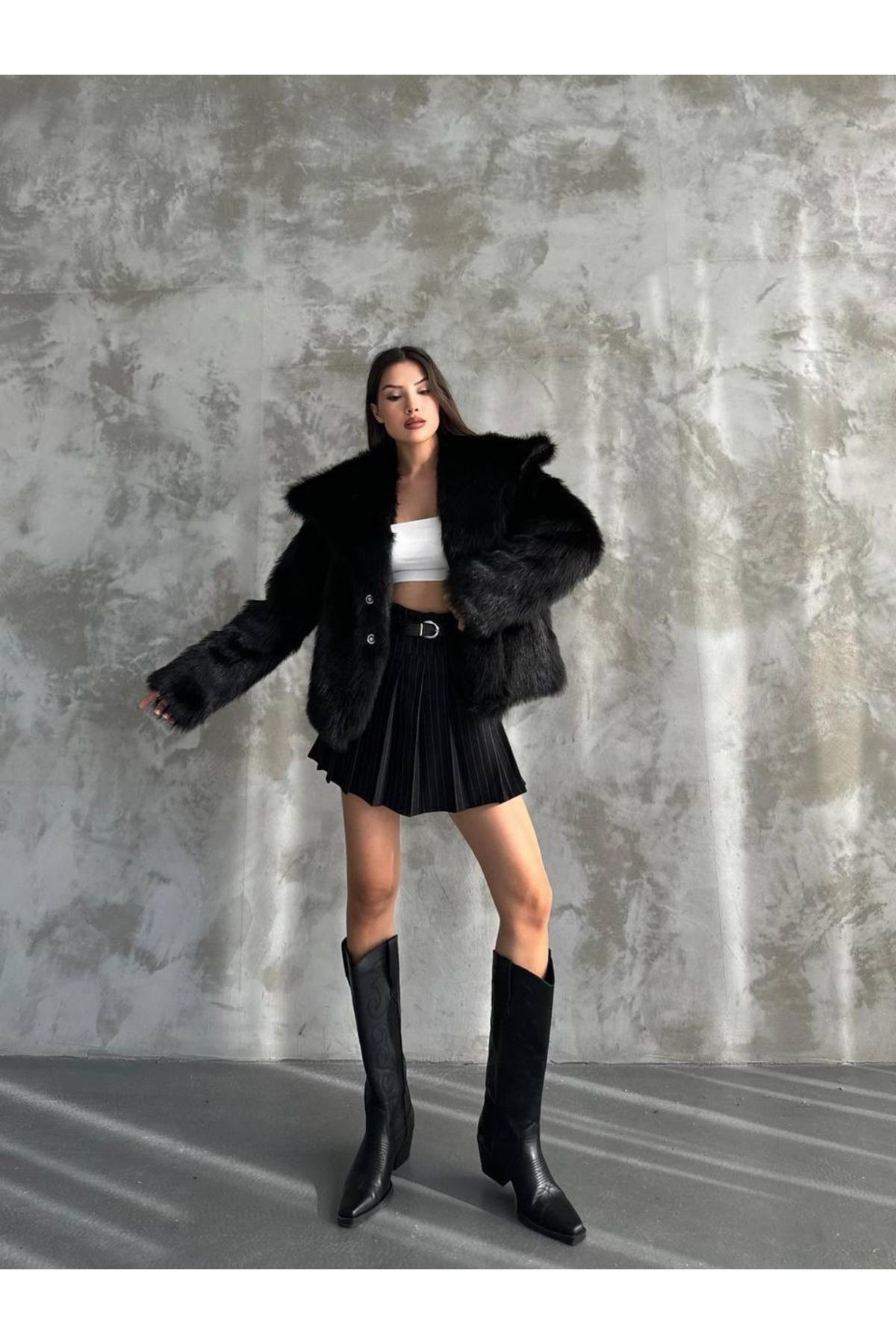 Kadın Siyah Premium Peluş Kışlık Suni Premium Kürk Mont Kadın Siyah Premium Peluş Kışlık Suni Premium Kürk Mont