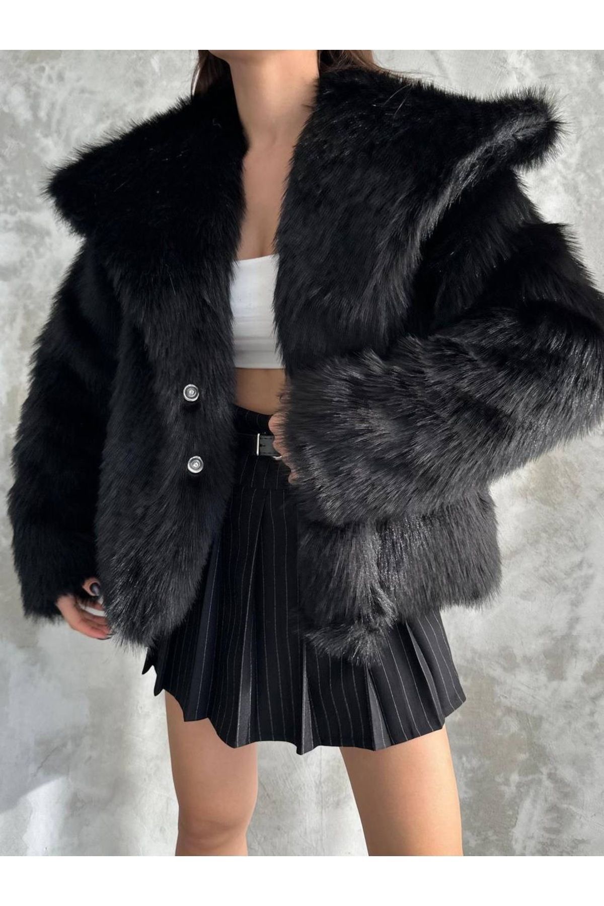 Kadın Siyah Premium Peluş Kışlık Suni Premium Kürk Mont Kadın Siyah Premium Peluş Kışlık Suni Premium Kürk Mont