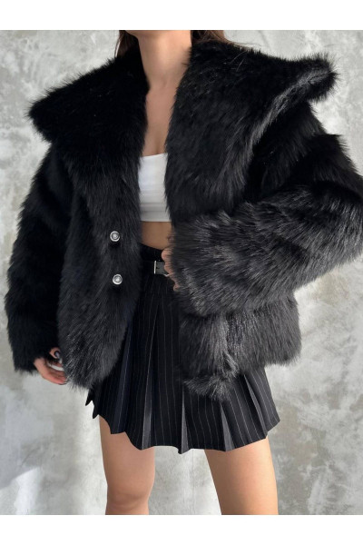Kadın Siyah Premium Peluş Kışlık Suni Premium Kürk Mont Kadın Siyah Premium Peluş Kışlık Suni Premium Kürk Mont