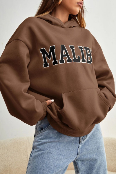 Unisex Malıbu Baskılı Oversize Sweatshirt Unisex Malıbu Baskılı Oversize Sweatshirt