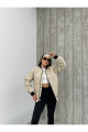 Unisex Bej Oversize Bomber Ceket LQ0002 Unisex Bej Oversize Bomber Ceket LQ0002