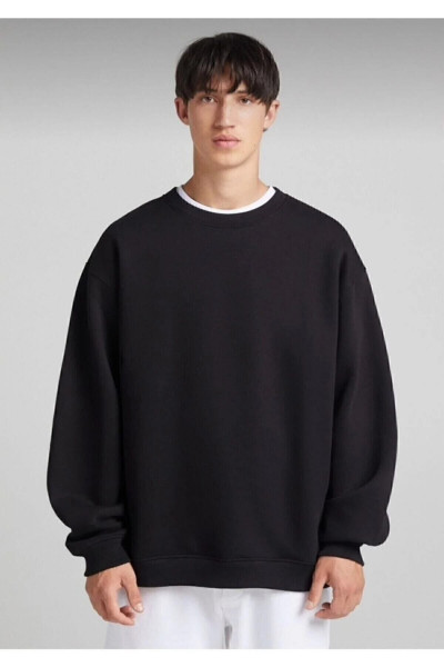 LUNAVISITA Pamuklu Unisex Oversize Basic Bisiklet Yaka Sweatshirt LUNAVISITA Pamuklu Unisex Oversize Basic Bisiklet Yaka Sweatshirt
