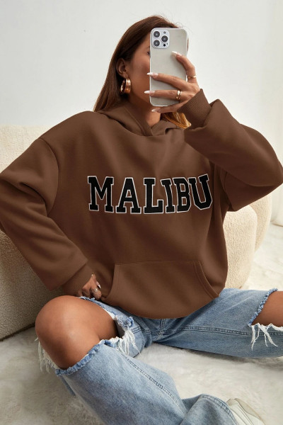 Unisex Malıbu Baskılı Oversize Sweatshirt Unisex Malıbu Baskılı Oversize Sweatshirt