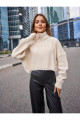 Kadın Oversize Fermuarlı Crop Triko Kazak