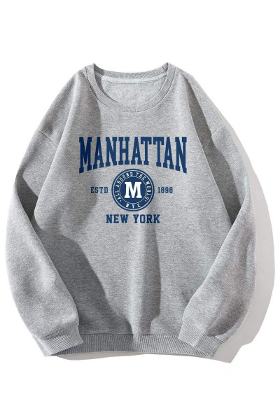 Manhattan Baskılı Oversize Sweatshirt Manhattan Baskılı Oversize Sweatshirt