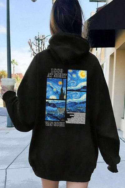 Vangogh Baskılı Oversize Sweatshirt Vangogh Baskılı Oversize Sweatshirt