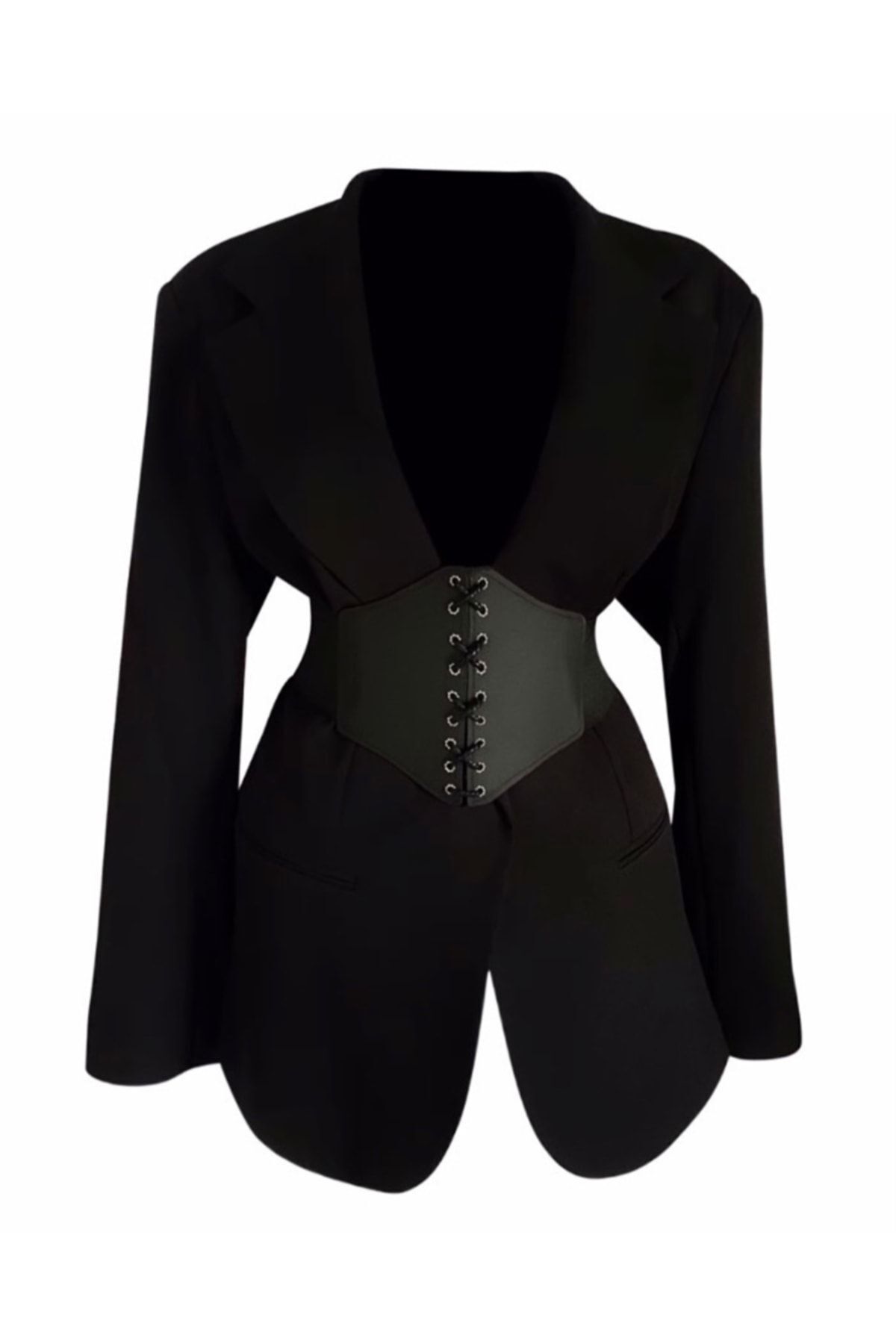 Özel Tasarım Korse Detaylı Blazer Ceket Özel Tasarım Korse Detaylı Blazer Ceket