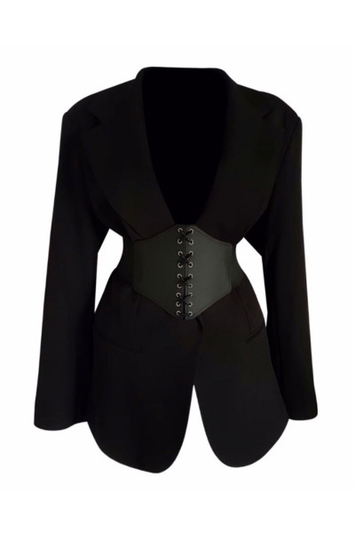 Özel Tasarım Korse Detaylı Blazer Ceket Özel Tasarım Korse Detaylı Blazer Ceket