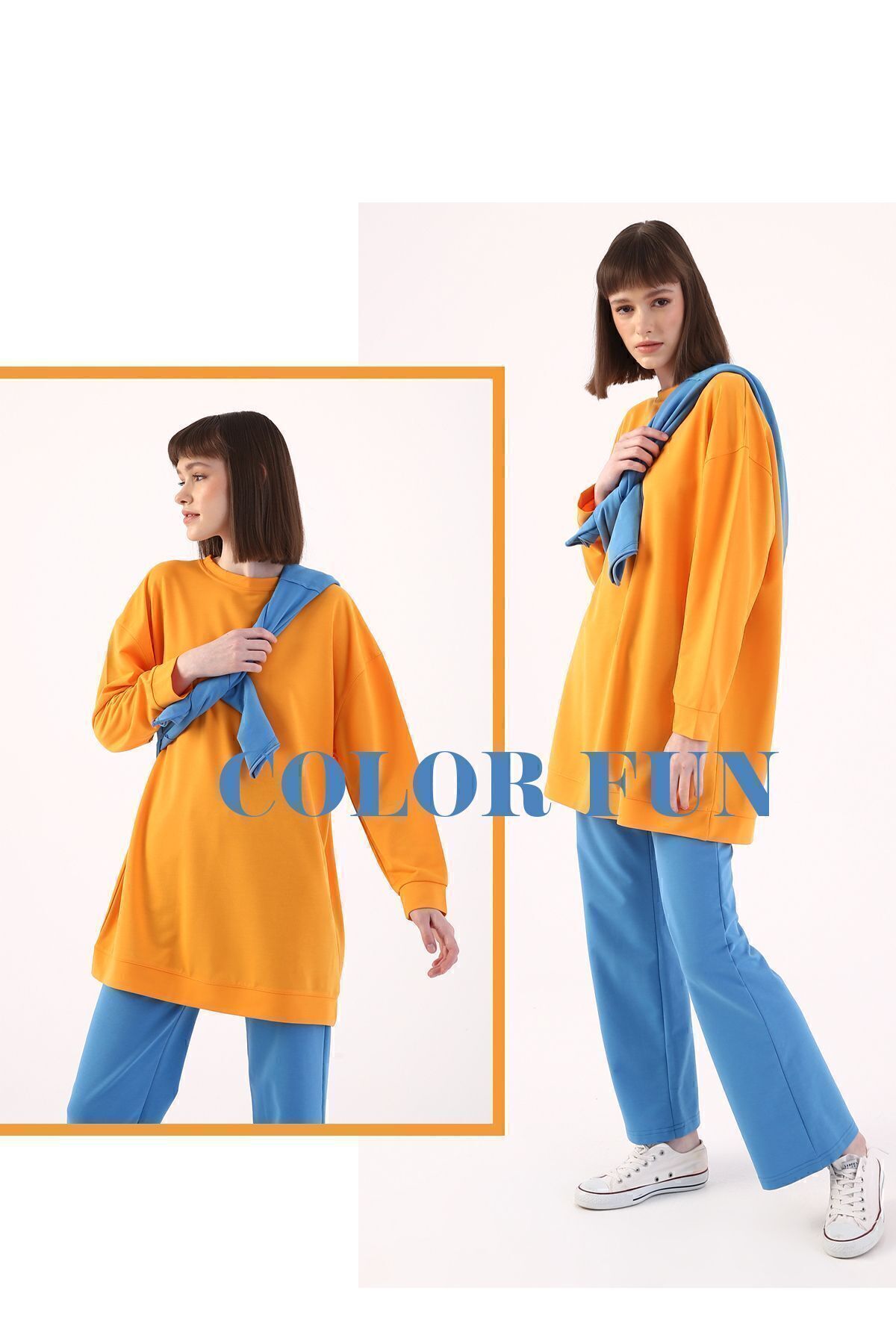 Koyu Sarı Oversize Omuzdan Fermuarlı Sweat Tunik Koyu Sarı Oversize Omuzdan Fermuarlı Sweat Tunik