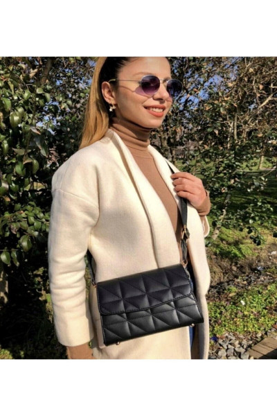 Kadın Siyah Kapitone Ayarlanabilir Kolon Askılı Çapraz Omuz Çantası Kadın Siyah Kapitone Ayarlanabilir Kolon Askılı Çapraz Omuz Çantası