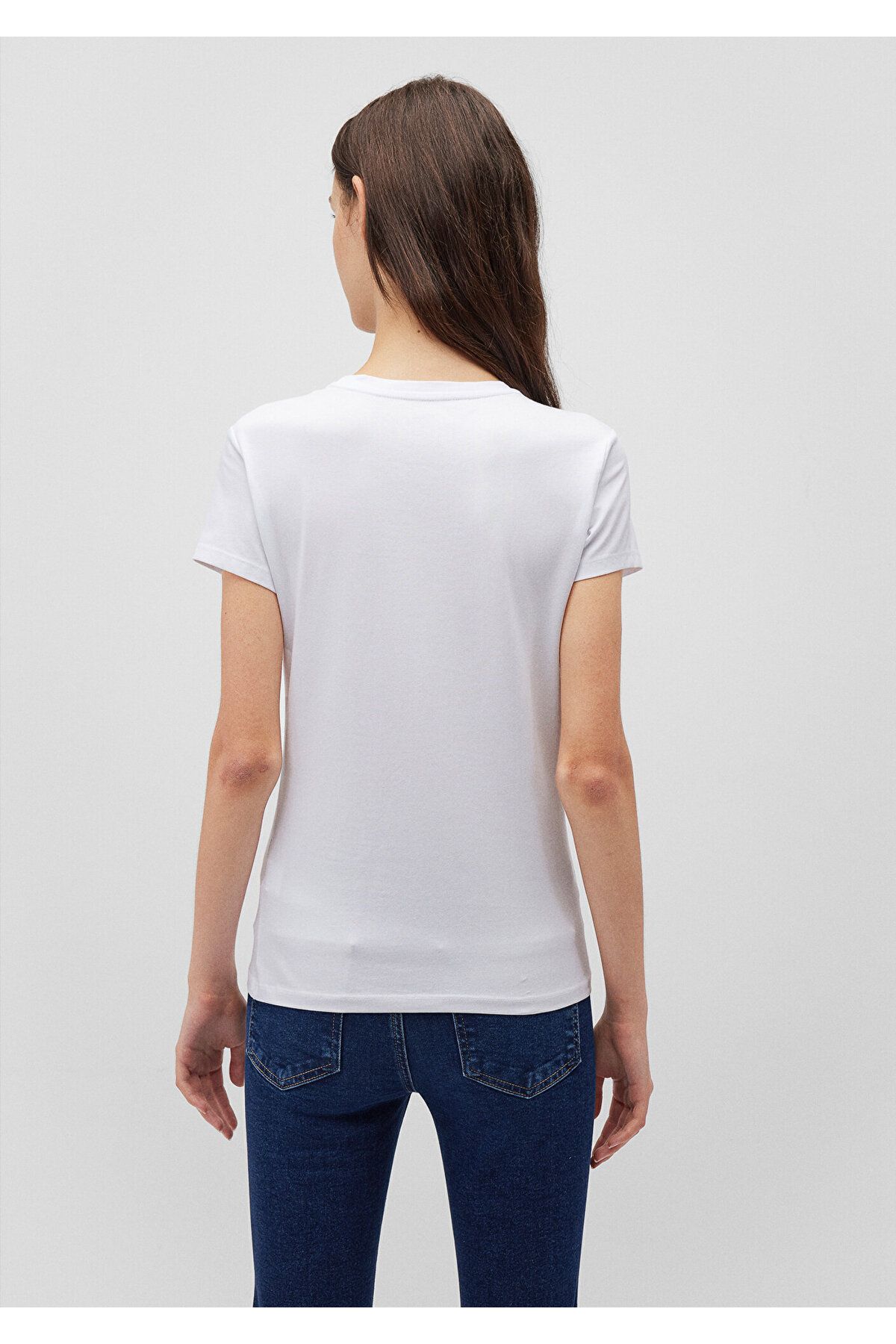 Stretch Beyaz Basic Tişört Fitted / Vücuda Oturan Kesim 162767-620 Stretch Beyaz Basic Tişört Fitted / Vücuda Oturan Kesim 162767-620