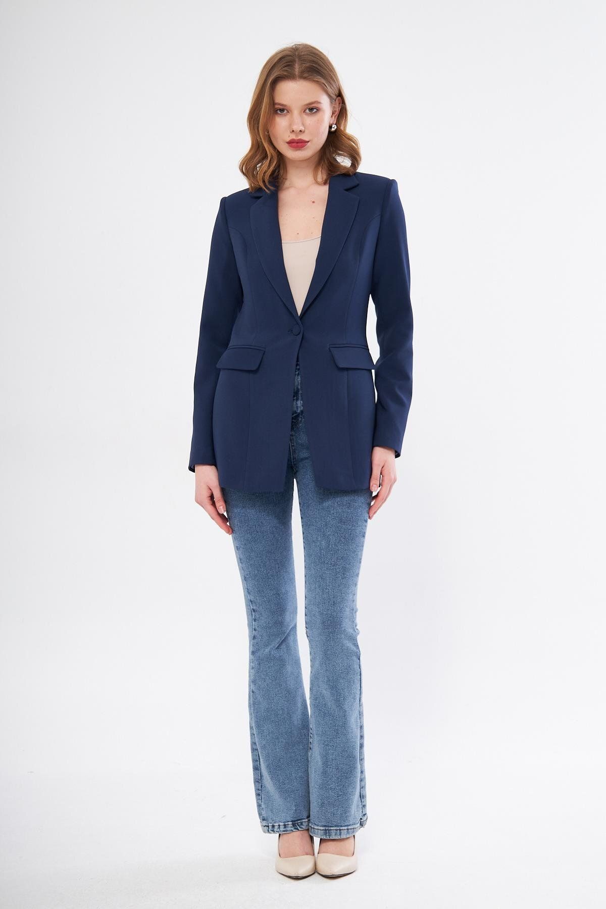 Tek Düğme Klasik Ceket Lacivert Tek Düğme Klasik Ceket Lacivert