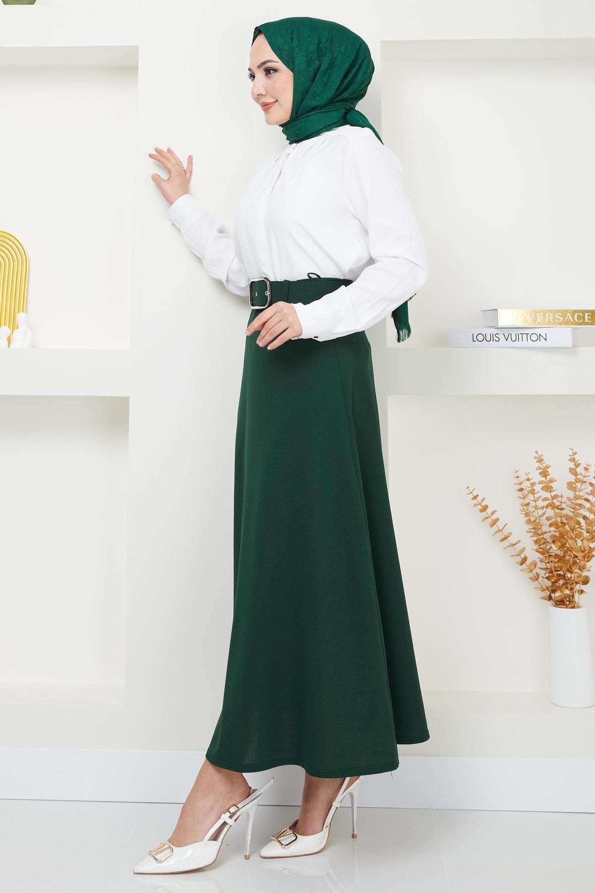Kemerli Mevlana Etek Zümrüt HM2370 Kemerli Mevlana Etek Zümrüt HM2370