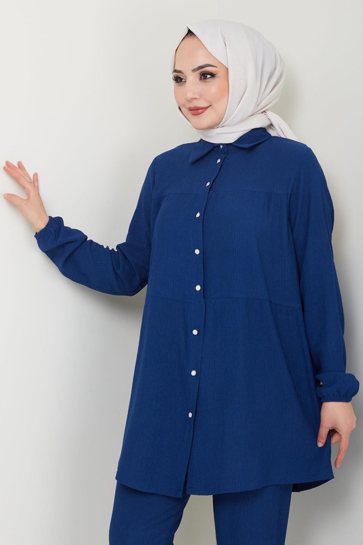 Kat Gömlekli Bürümcük İkili Takım Lacivert HM2131 Kat Gömlekli Bürümcük İkili Takım Lacivert HM2131