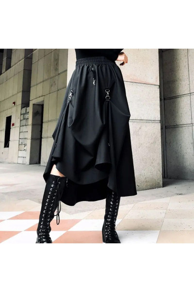 Siyah Chinese Street Wear Salaş Uzun Etek Siyah Chinese Street Wear Salaş Uzun Etek