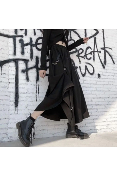 Siyah Chinese Street Wear Salaş Uzun Etek Siyah Chinese Street Wear Salaş Uzun Etek