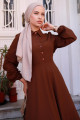 Kuşaklı Mevlana Elbise Kahverengi HM2105 Kuşaklı Mevlana Elbise Kahverengi HM2105