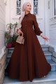 Kuşaklı Mevlana Elbise Kahverengi HM2105 Kuşaklı Mevlana Elbise Kahverengi HM2105