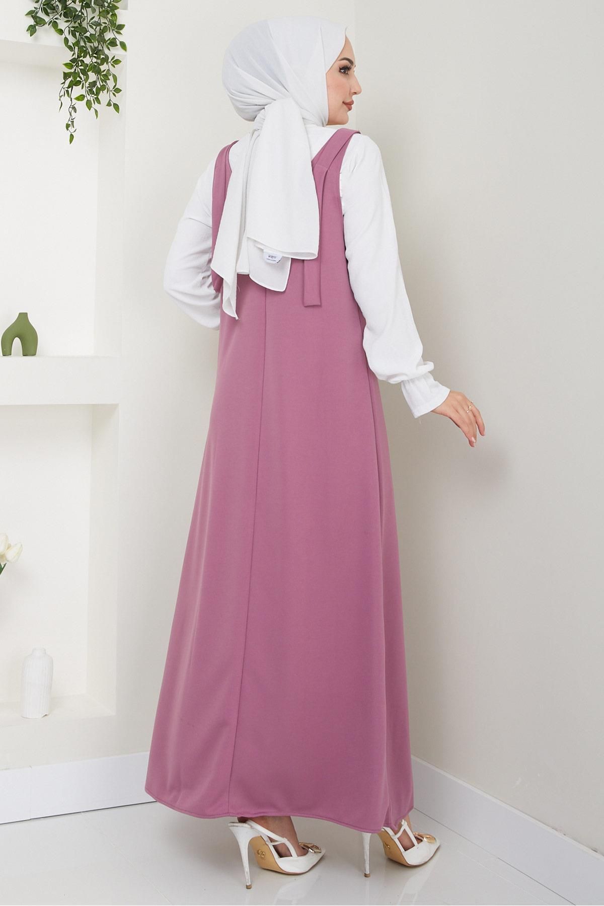 Nehir Örme Jile Elbise Gül Kurusu HM2389 Nehir Örme Jile Elbise Gül Kurusu HM2389