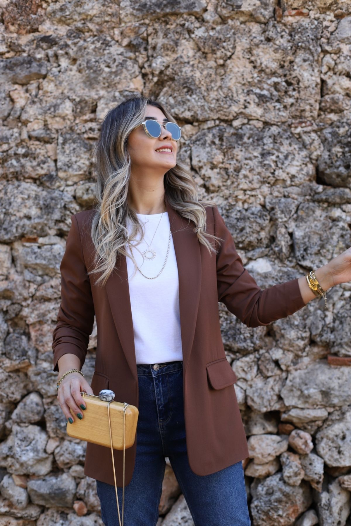 Kahve Kol Büzgü Detay Blazer Kahve Kol Büzgü Detay Blazer