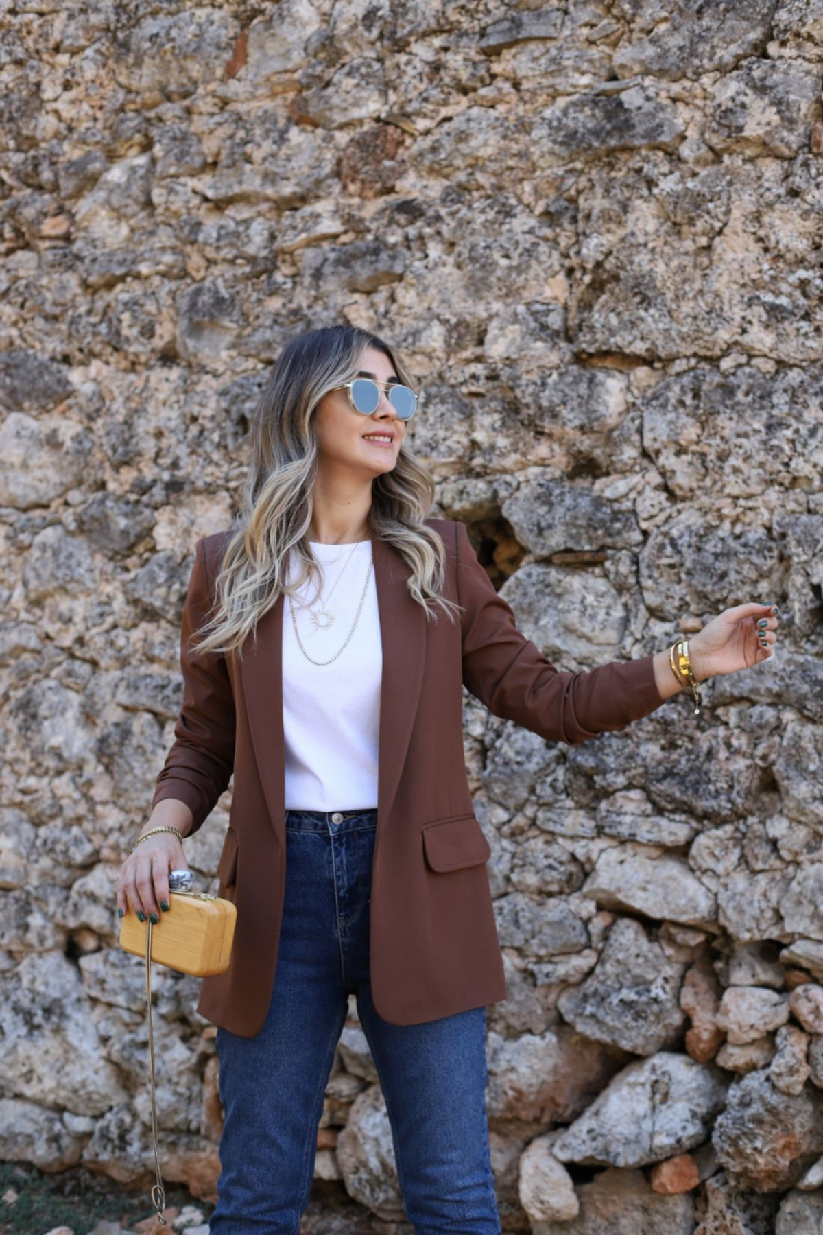 Kahve Kol Büzgü Detay Blazer Kahve Kol Büzgü Detay Blazer
